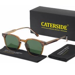 CATERSIDE Round Retro Sunglasses Men's Punk Fashion Brand Design Sun Glasses Women Travel Outdoor UV400 Shades Propionic Temple