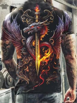 Dragon Print Clothes Men Funny Men's Summer Clothes T Shirt Men Short Sleeve Tee Dragon Graphic T Shirts Personalized T-Shirt