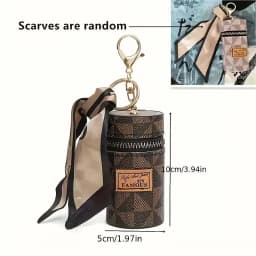 Mini Retro Coin Purse, Classic Pouch With Scarf Decor, Zipper Portable Multifunctional Lipstick Bag Vintage Flower Leather