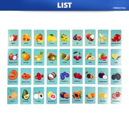 36 Double-Sided Fruit Recognition Cards for Kidsren's Enlightenment and Learning through Pictures, Paper-Based Fun Teaching Cards