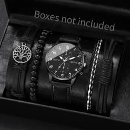 4/5PCS Fashion Men's Watches Man Business Quartz Wristwatch Vintage Leather Bracelets Set Reloj Hombre(Without Box)