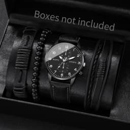 4/5PCS Fashion Men's Watches Man Business Quartz Wristwatch Vintage Leather Bracelets Set Reloj Hombre(Without Box)