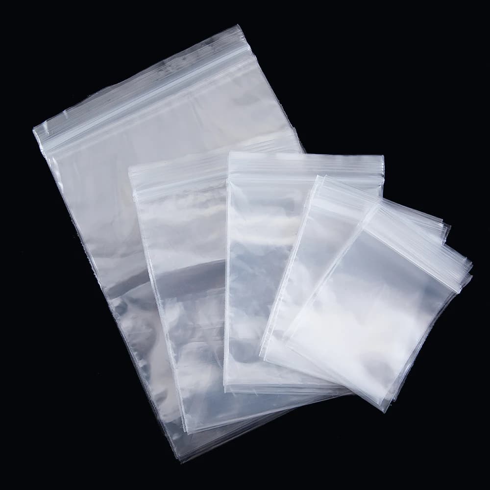 50pcs Thicken Zipper Sealed Bags Clear Plastic Storage Pouch for Small Jewelry Food Packing Reclosable Zippers Sealing Pouches
