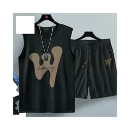 2024 Summer Men Clothing Harajuku Breathable Fashion Sportswear Basketball Suit Casual Short-Sleeved T-Shirt + Shorts 2-Piece