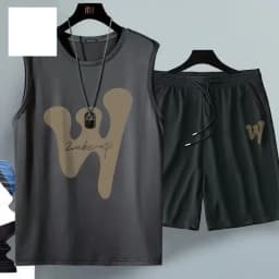 2024 Summer Men Clothing Harajuku Breathable Fashion Sportswear Basketball Suit Casual Short-Sleeved T-Shirt + Shorts 2-Piece