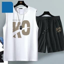 2024 Summer Men Clothing Harajuku Breathable Fashion Sportswear Basketball Suit Casual Short-Sleeved T-Shirt + Shorts 2-Piece