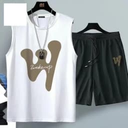 2024 Summer Men Clothing Harajuku Breathable Fashion Sportswear Basketball Suit Casual Short-Sleeved T-Shirt + Shorts 2-Piece