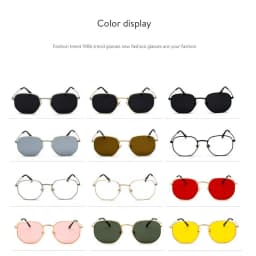 Men Sunglasses Hexagon Sun Glasses NEW Women Metal Frame Fishing Glasses Gold Tea Eyewear Lentes De Sol Hombre Okulary UV400