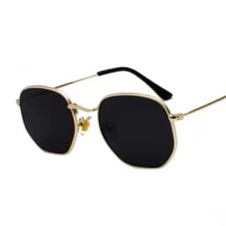 Men Sunglasses Hexagon Sun Glasses NEW Women Metal Frame Fishing Glasses Gold Tea Eyewear Lentes De Sol Hombre Okulary UV400