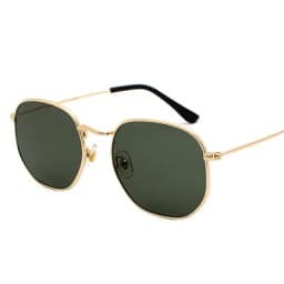 Men Sunglasses Hexagon Sun Glasses NEW Women Metal Frame Fishing Glasses Gold Tea Eyewear Lentes De Sol Hombre Okulary UV400