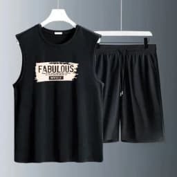 Summer Men's Clothing Sleeveless Basketball Suit Street Casual Sportwear 2 Piece Breathable Short Sleeve Tshirt + Jogging Shorts