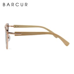 BARCUR Bamboo Cat Eye Sunglasses Polarized Metal Frame Wood Glasses Lady Luxury Fashion Sun Shades With Box