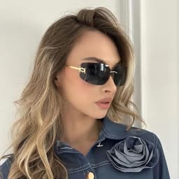 Women Sunglasses Fashion Rimless Rectangle Sunglasses for Women Luxury Design Trendy Frameless Sun Glasses Female UV400
