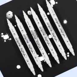 1/3/5pcs Waterproof Double Tip White Paint Marker Pens,Fabric Shoe Clothes DIY Art Graffiti Hand-Painted Stationery Supplies