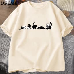 Five Mood Cats T-Shirts Oversized Cat Mom Tee Funny Cotton Short Sleeve Cat Lovers T Shirt Men Women Casual O Neck Summer Tops