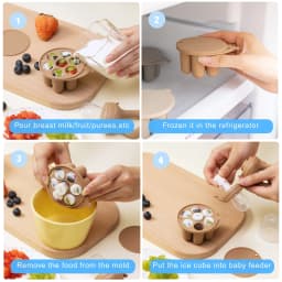 Baby Fruit Feeder Teether Pacifier with Baby Food Freezer Tray Set Silicone Freezable Teether for Fruit Purees Self Feeding