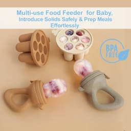 Baby Fruit Feeder Teether Pacifier with Baby Food Freezer Tray Set Silicone Freezable Teether for Fruit Purees Self Feeding