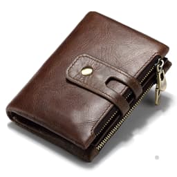 HUMERPAUL Retro Wallet for Men RFID Genuine Leather Hasp Zipper Card Holder Coin Purse Short Bifold Men Women Portomonee