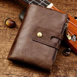 HUMERPAUL Retro Wallet for Men RFID Genuine Leather Hasp Zipper Card Holder Coin Purse Short Bifold Men Women Portomonee