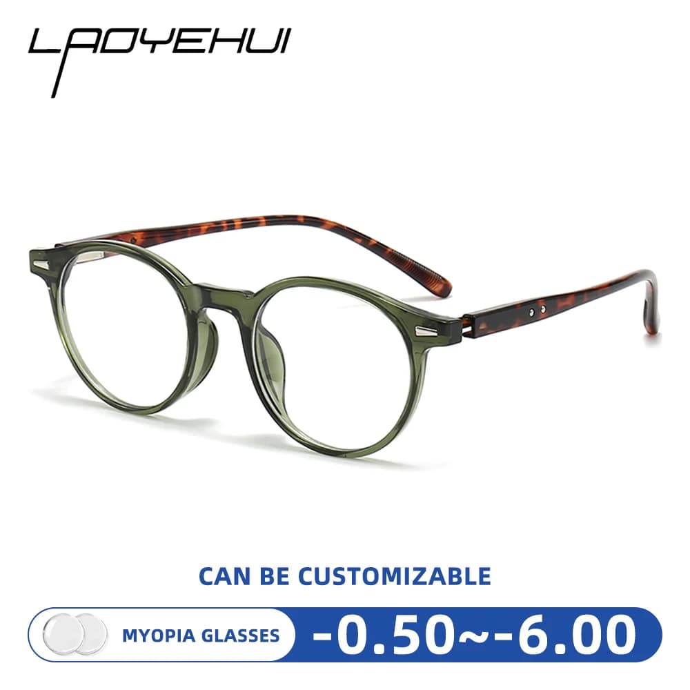 Vintage Round Frames Myopia Prescription Glasses Small Size Anti Blue Light Computer Optical Eyeglasses Frame for Men Women