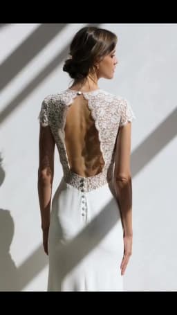 Simple Mermaid Bridal Gown Deep V Floral Lace Cap Sleeve Sheer Waist Cutout Back Buttons Soft Chiffon Custom Beach Wedding Dress