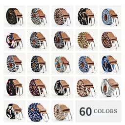 Women Casual Knitted Elastic Belt Pin Buckle Webbing Strap Woven Canvas Braided Stretch  - Belts for Men
