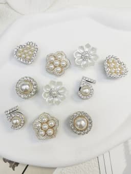 10PCS Shoe Charms ABS Accessories Decorations Clog New Luxury Rhinestone Pearl Beads Diy Buckle Shoes Ornaments For Party Gift
