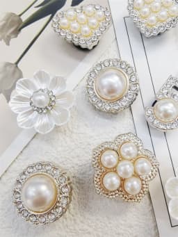 10PCS Shoe Charms ABS Accessories Decorations Clog New Luxury Rhinestone Pearl Beads Diy Buckle Shoes Ornaments For Party Gift