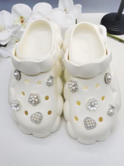 10PCS Shoe Charms ABS Accessories Decorations Clog New Luxury Rhinestone Pearl Beads Diy Buckle Shoes Ornaments For Party Gift