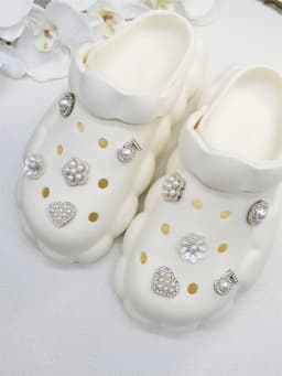 10PCS Shoe Charms ABS Accessories Decorations Clog New Luxury Rhinestone Pearl Beads Diy Buckle Shoes Ornaments For Party Gift