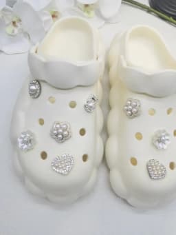 10PCS Shoe Charms ABS Accessories Decorations Clog New Luxury Rhinestone Pearl Beads Diy Buckle Shoes Ornaments For Party Gift