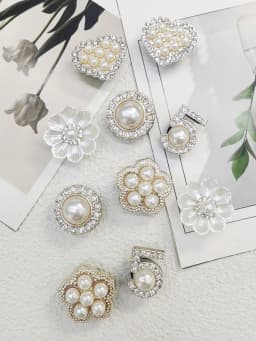 10PCS Shoe Charms ABS Accessories Decorations Clog New Luxury Rhinestone Pearl Beads Diy Buckle Shoes Ornaments For Party Gift