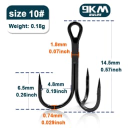 9KM Fishing Treble Hooks High Carbon Steel Brabed Triple Hook Fishing Hooks on Hard Lures Saltwater Fishing Accessories