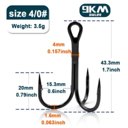 9KM Fishing Treble Hooks High Carbon Steel Brabed Triple Hook Fishing Hooks on Hard Lures Saltwater Fishing Accessories