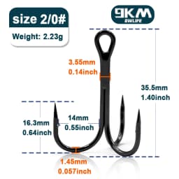 9KM Fishing Treble Hooks High Carbon Steel Brabed Triple Hook Fishing Hooks on Hard Lures Saltwater Fishing Accessories