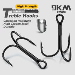 9KM Fishing Treble Hooks High Carbon Steel Brabed Triple Hook Fishing Hooks on Hard Lures Saltwater Fishing Accessories