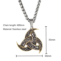 Men Celtics Knot Trinity Pendant Necklace Stainless Steel Norse Runes Slavic Icelandic Jewelry Vikings Amulet Vintage Male Gifts