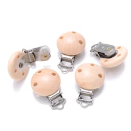 10Pcs 14Color Wooden Baby Pacifier Holder Clip 30mm Round Dummy Nipple Clasps for DIY Pacifier Clips Chain Teether Accessories