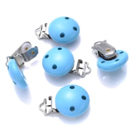 10Pcs 14Color Wooden Baby Pacifier Holder Clip 30mm Round Dummy Nipple Clasps for DIY Pacifier Clips Chain Teether Accessories