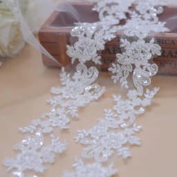 1 Yard Embroidery Lace Fabric Trim Appliques For Wedding Dresses Bags Curtain Accessories Rhinestone DIY Sewing Repair