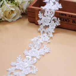 1 Yard Embroidery Lace Fabric Trim Appliques For Wedding Dresses Bags Curtain Accessories Rhinestone DIY Sewing Repair