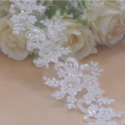 1 Yard Embroidery Lace Fabric Trim Appliques For Wedding Dresses Bags Curtain Accessories Rhinestone DIY Sewing Repair