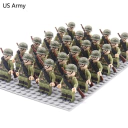 WW2 24pcs/Lot Military Soldiers Building Blocks Set Weapons Soviet US UK China France Army Action Figures Bricks Toys Kids Gifts