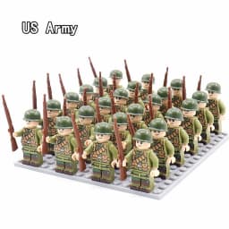 WW2 24pcs/Lot Military Soldiers Building Blocks Set Weapons Soviet US UK China France Army Action Figures Bricks Toys Kids Gifts