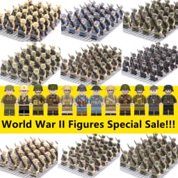 WW2 24pcs/Lot Military Soldiers Building Blocks Set Weapons Soviet US UK China France Army Action Figures Bricks Toys Kids Gifts