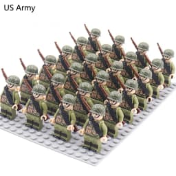 WW2 24pcs/Lot Military Soldiers Building Blocks Set Weapons Soviet US UK China France Army Action Figures Bricks Toys Kids Gifts