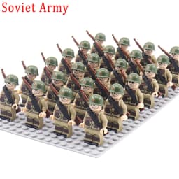 WW2 24pcs/Lot Military Soldiers Building Blocks Set Weapons Soviet US UK China France Army Action Figures Bricks Toys Kids Gifts