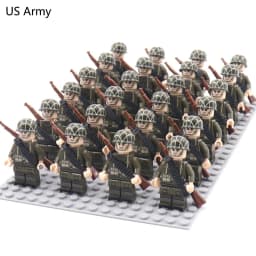 WW2 24pcs/Lot Military Soldiers Building Blocks Set Weapons Soviet US UK China France Army Action Figures Bricks Toys Kids Gifts
