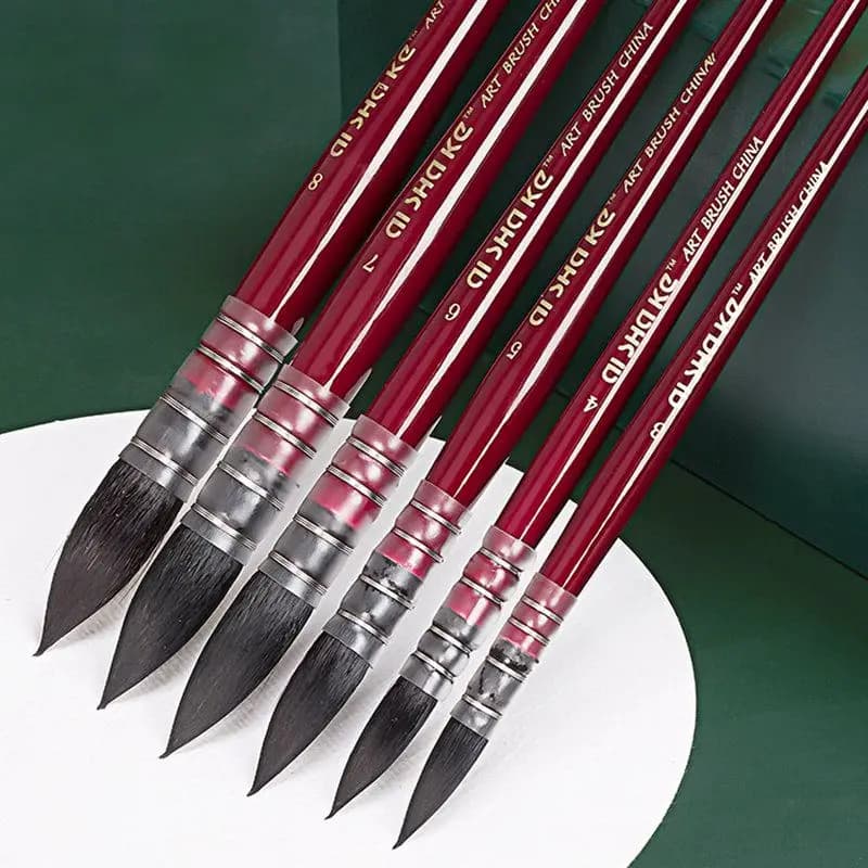 1pc Professional Round Mop French Style Watercolor Paint Brush Nylon Painting Brush for Acrylic Water Color Gouache Oil Painting
