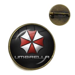 Classic Fashion Umbrella Security Theme Glass Cabochon Metal Brooch Badge For Bag Clothes Decoration Pins Jewelry Accessories